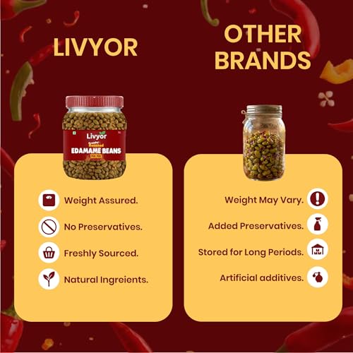 Image of Livyor Crunch Roasted Edamame Beans 500g | Peri Peri Flavour | Roasted not fried | Plant based healthy snack | High Protein Snack | Gluten Free | Vegan | High In fibre