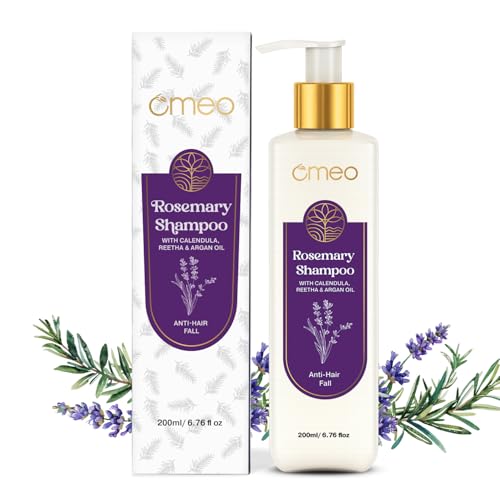 Image of Omeo Rosemary Anti-Hair Fall Shampoo 200ml Pack of 2 with Rosemary, Argan Oil, Reetha, Shikakai, Peppermint & Thuja | Controls Hairfall, Hair Damage & Promotes Hair Growth All Hair Types- Woman & Man
