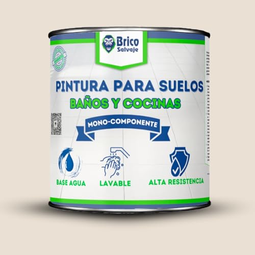 BRICOSALVAJE Pintura para suelos Cocina y Baño SATINADO, Mono Componente, Al Agua, Fácil Aplicación (Equilibrio, 750 ML)