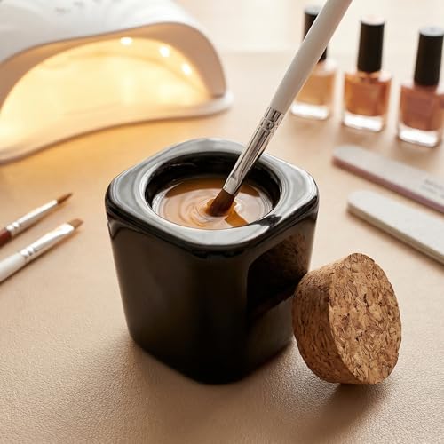 Vaso cerámico para arte de uñas con tapa de corcho miniatura 6