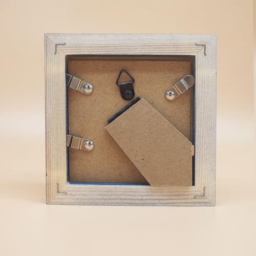 Image of 3x3 Picture Frame Solid Wood,Blue. Table Top or Wall Mount Photo Frames with Plastic Glass for 3x3 Inches Pictures, Modern Home Office Decor