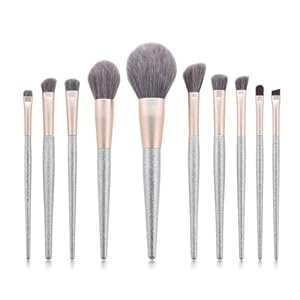 MADALIAN 10 pieces of makeup brush set brush end silver lisa powder brush powder blusher brush makeup tools