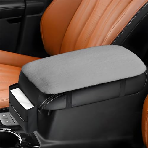 deemars Funda Consola Central, Funda Reposabrazos para Coche, Accesorios de Decoración para Coche Funda Suave y Cálida para el Reposabrazos del Coche Ajuste Universal para la de Coches (Gris)