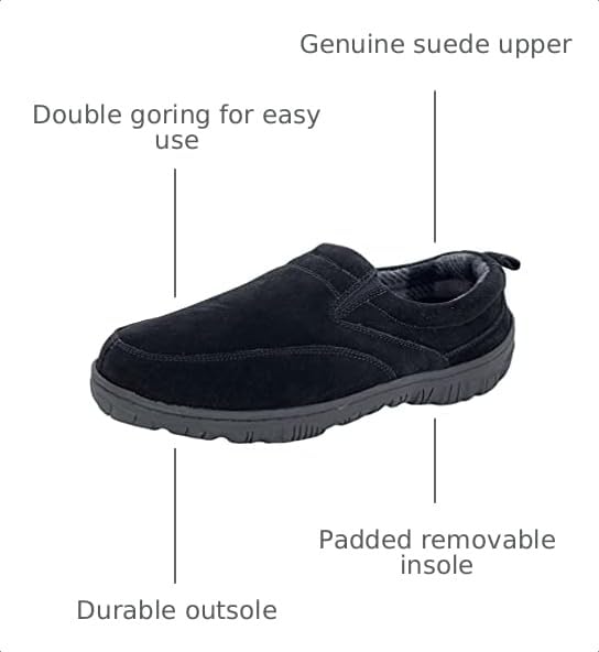 Image of Clarks Mens Slipper with Suede Leather Upper SAB30194A - Closed Back with Double Gore and Removable Insole - Indoor Outdoor House Slippers For Men