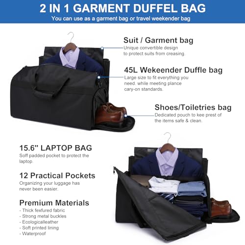 Enzosum 1351BK Garment Bags For Travel Large Suit Bag thumb #3