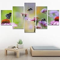 SIGNWIN 5 Panel Canvas Wall Art Modern Art Ants Butterfly Colorful Insects Minimalist Multicolor Photography for Home Decorations Ready to Hang - 60