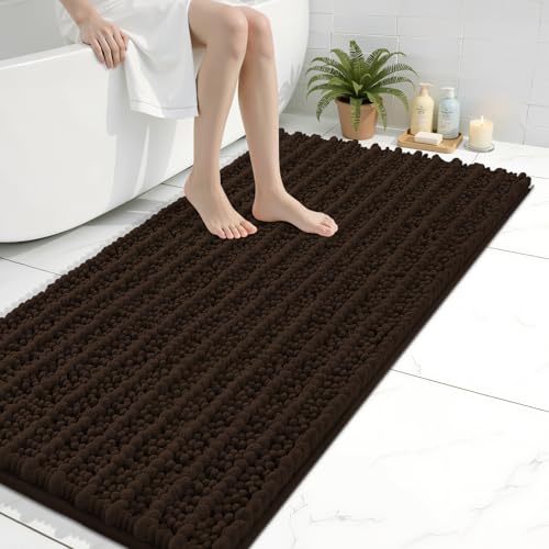 Image of Arotive Luxury Large Bathroom Rugs 40x24, Extra Soft Thick Absorbent Shaggy Chenille Bath Rugs, Machine Wash Dry, Bath Mats for Bathroom Floor, Tub and Shower, Home Decor Accessories, Brown