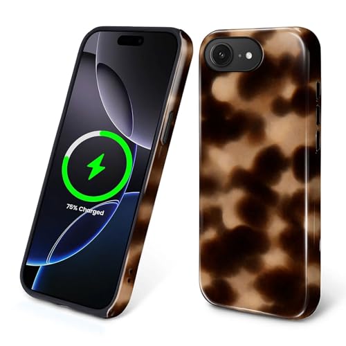 Goodsprout for iPhone 16e Cases,Campatible with Magsafe,2-Layer Hard Shell + Silicone Cover - Shockproof Protection, High-end and Fashionable Phone Case Dark Brown Tortoiseshell Pattern Abstraction