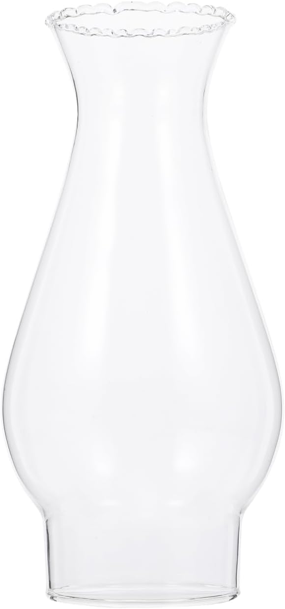 KALLORY Glass Kerosene Lamp Shade 7.08In X 3.14In Windproof Oil Lamp Cover Retro Style Replacement Lampshade for Decorative Lighting and Diy Oil Lamps