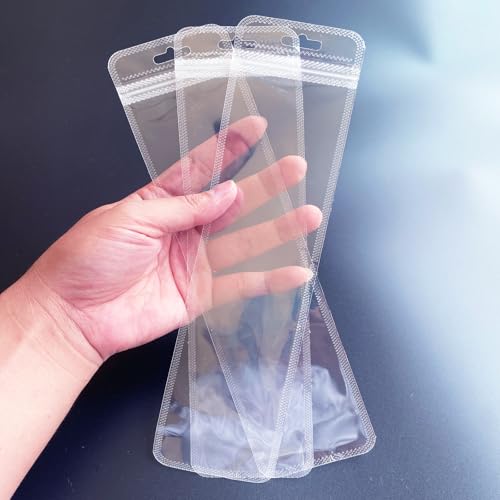 Image of 100 Pcs Resealable Beadable Pen Packaging Bags for Small Business,Clear Zipper Smell Proof Storage Bags for Party Favor Food Storage, Jewelry, Cosmetic,Candy (2.75x13.4inch)