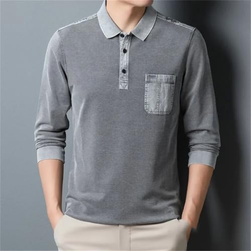 Men's Four Seasons Solid Color Long-Sleeved Tops Casual Business Daily Pullovers3