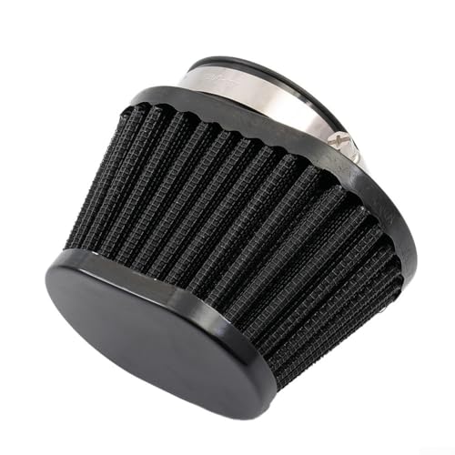 Filtre à air conique rond 55 mm pour moto et voiture, maille en acier inoxydable avec base en caoutchouc et collier de serrage, filtre à air de rechange noir