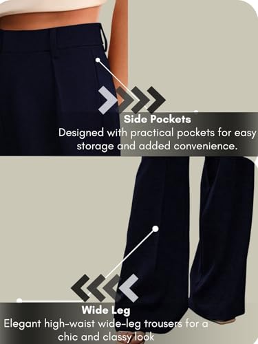 Image of GRECIILOOKS Women High Rise High Waist Trousers Flared Korean Style Formal Pants|Elegant Workwear for Office, College & Events