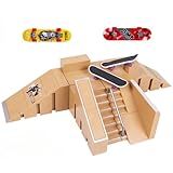 ideamall 指スケ 指スケボー テックデッキ フィンガースケートボード ミニスケボー パーク スケート2種類セット (ベージュ)