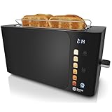 Balter Toaster 4 Slice wide slots, Long Slot, Stainless Steel, Touch Screen, Built-in Rack, Extra wide slots for Thick Breads & Bagel, Timer, BPA-Free, Removable Tray, Black/Touch