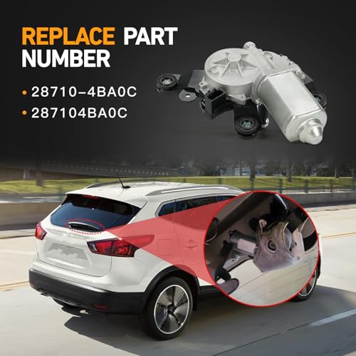 Image of Rear Liftgate Windshield Wiper Motor Compatible with Nissan Rogue 2.0L 2017-2019, Rogue 2.5L 2014-2020, Rogue Sport 2.0L 2017-2022 - Replace 28710-4BA0C with One Year Quality Assurance