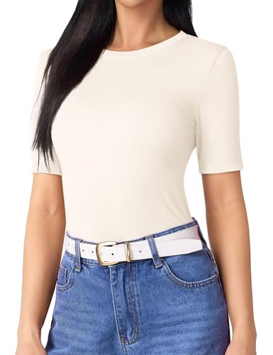 Beluring Womens Basic Tshirt Short Sleeve Crewneck Slim Fit Soft