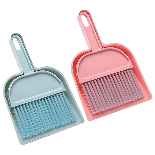 Levemolo 2 Set Desktop Broom Mini Desktop Hand Broom and Dust Pan Desk Sweeper Mini Dustpan Dust Broom Desk Cleaner Portapotty Mini Cleaning Brush Tiny Cleanning Whisk Broom Table Broom Pp