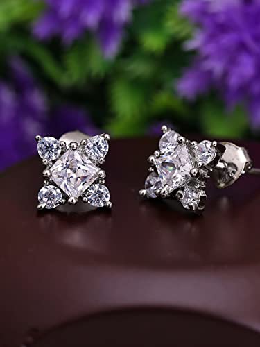 Image of Pissara Attractive 925 Sterling Silver Valentine Day Gift Cubic Zirconia Earrings For Women And Girls|with Authenticity Certificate, 925 Stamp & 6 Months Warranty (E104605)