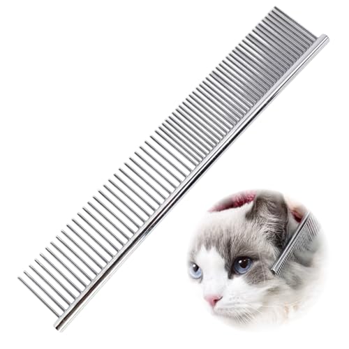 Peigne pour animaux domestiques en acier, peigne pour chats et chiens à poils longs et courts, toilettage professionnel pour chat, chien, lapin, renard, facile à utiliser (19 x 3,5 cm)