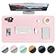 TECKNET Schreibtischunterlage, 80 x 40cm Große Tischschutzpolster, wasserdichte Laptop Desk Mat,PU Leder Tischunterlage, Abwischbar Doppelseitige Schreibunterlage für Büro/Zuhause (Rosa/Hellgrün)