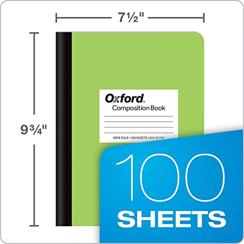 Oxford Composition Notebooks, 6 Pack, Cover Colors Vary, Wide Ruled Paper, 9-3/4 x 7-1/2 Inch School Journals, Assorted Pastel Covers, 100 Sheets, per Book (63759) - Image 2