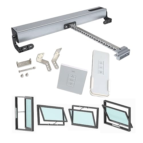 Abridor de Ventana con Cadena Eléctrico, 24V Abridor Automático de Ventanas con Interruptor y Control Remoto para Ventana abatible, Quemacocos, Ventilación de Techo, Carga máxima 400N ( Color : 24V Mo