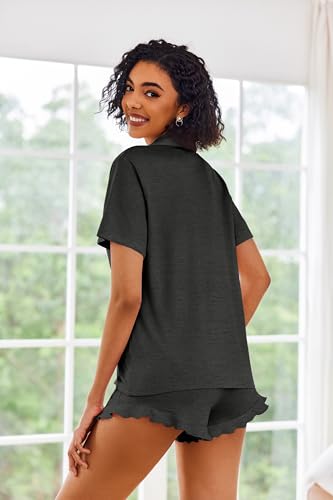 Image of Ekouaer Pajamas Set for Women Short Sleeve Sleepwear Button Down Pjs Lounge Sets Soft Nightwear