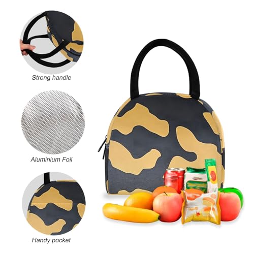 Backpack Lunch Box Set Large Capacity Travel Backpacks and Insulated Lunch Bag for Commute Hiking Picnic Yellow Black Camo Print4