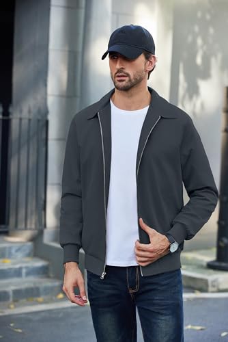 COOFANDY Men's Lightweight Jackets Casual Bomber Windbreaker Zip Up Collared Jacket Golf Windproof Coat3