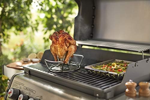 Weber Poultry Roaster - Plated Steel Chicken Roaster Barbecue Accessory for Crispy, Evenly-Cooked Chicken With Convenient Rounded Handles