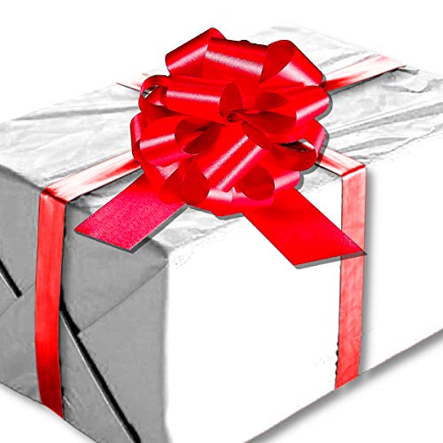 Instabows 5" Red Ribbon Pull Bows For Gift Wrapping Large Christmas Or Birthday Present 5 Pack Of Pull Bow Nice For Easter Or Gift Basket Perfect As A Big Gift Bow #TOP2