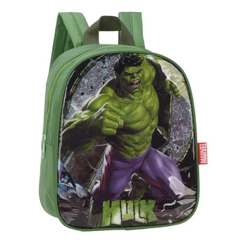 Mini Mochila Costas Infantil Marvel Hulk Verde Luxcel
