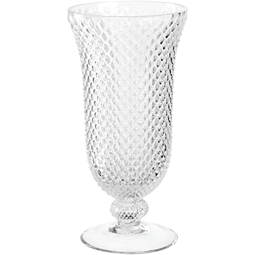 Leonardo Poesia 076433 Vase décoratif, en verre, sur pied, fait à la main, avec surface structurée élégante, transparent, hauteur : 30 cm, 1,9 l