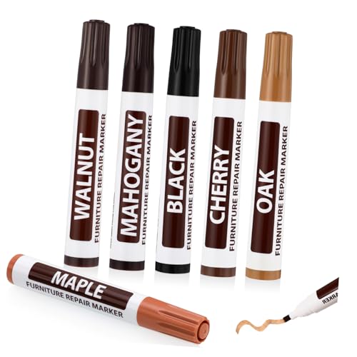 GOOHOCHY Furniture Repair Pen 6 Pcs Touch up Markers Touch up for Wood Quick Dry Fade Pro