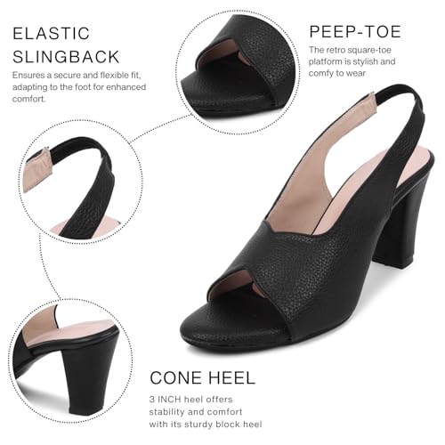Image of TRASE Ankle Strap Pointed Toe Block Heel Pumps Sandals For Women| Fashionable Sandals, Office, Party and Formal Occasions | Light weight, Soft Footbed, Comfortable & Stylish - (47067)