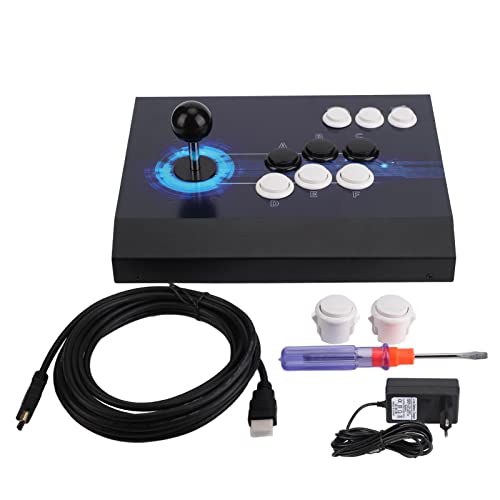 TOPINCN Arcade Stick PC Joystick Fight Stick Turbo und Makrofunktion Arcade Fight Stick Turbo Macro USB Anschluss für PC PS4 EU Stecker 100‑240 V(Einzelne Spielkonsole) Cover