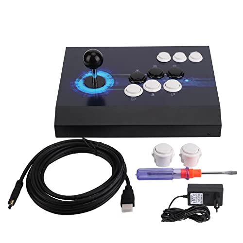 TOPINCN Arcade Stick PC Joystick Fight Stick Turbo und Makrofunktion Arcade Fight Stick Turbo Macro USB Anschluss für PC PS4 EU Stecker 100‑240 V(Einzelne Spielkonsole)