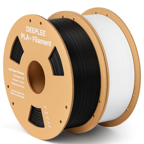DEEPLEE PLA+ 1.75mm 3D Printer Filament, PLA Plus with Dimensional Accuracy +/- 0.02mm, Higher Strength and Toughness, Neatly Wound, No Clogging, Fits for Most FDM 3D Printers, 2 Pack Black & White
