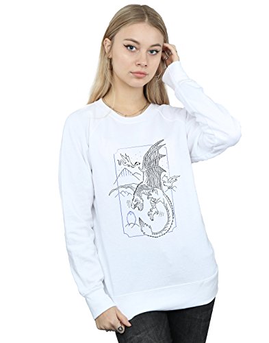 Harry Potter Women's Dragon Line Art Sweatshirt White X-Large