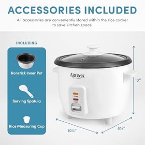 Aroma Housewares Aroma 6-cup (cooked) 1.5 Qt. One Touch Rice Cooker, White (ARC-363NG), 6 cup cooked/ 3 cup uncook/ 1.5 Qt. Aroma Housewares Aroma 6 cup cooked 15 Qt One Touch Rice Cooker White ARC 363NG 6 cup cooked 3 cup uncook 15 Qt