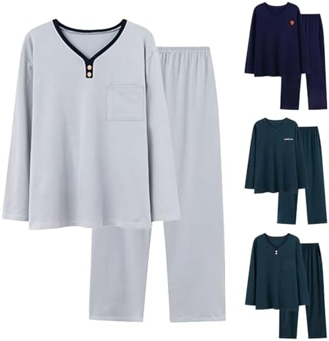 [Gonweil] ルームウェア 上下セット メンズ Men's Pajamas 長袖 春夏秋 大きいサイズ 40-90KG ゆっ...