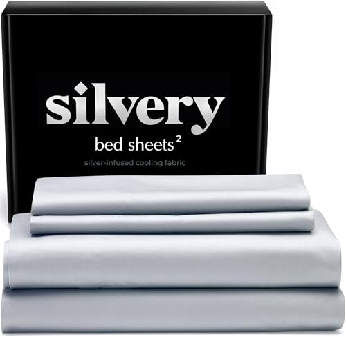 Silver Infused Bed Sheets Set - Award-Winning Self-Cooling Fabric with Self-Cleaning Silvery Technology that Stays Fresh 3X Longer for Hygienic Sleep