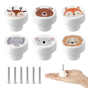 Aolso 6 Stück Holz Tier Möbelgriffe