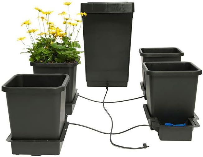 AutoPot 4 Pot System with 3.9 Gallon Plastic Pots and 12.4 Gallon Tank - Self-Watering, Gravity-Fed Hydroponic Systems (4Pot - 3.9 Gallon - 12.4 Gallon Tank)