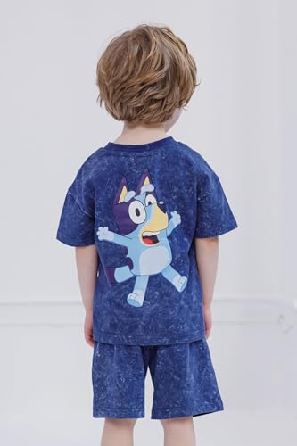 Image of Bluey Drop Shoulder T-Shirt and Shorts Outfit Set Toddler to Big Kid Sizes (2T - 10-12)