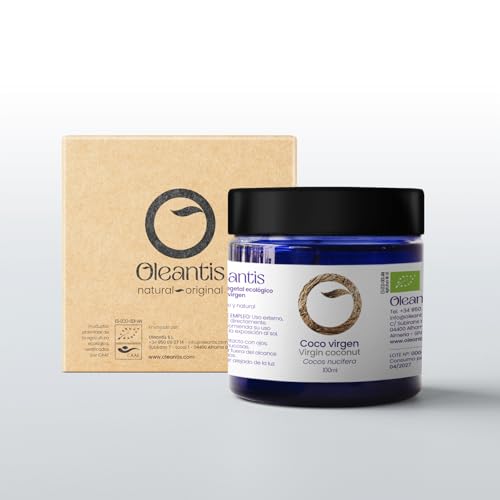 Oleantis Aceite Vegetal de Coco Ecológico, Certificado CAAE, 100 ml, Aceite Puro Bio Natural. Excelente para Bienestar y cuidado personal. Hidratante, Protector, Regenerador, Relajante.