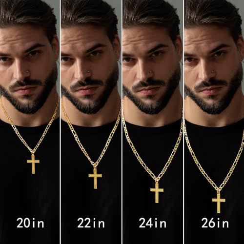 Cross Necklace for Men 14K Gold Cross Necklace for Men Gold Crosses Chain Necklaces for Mens Robust and Stylish Masculine Touch Paired with Figora Chain Mens Crosses Necklaces Pendant 20/22/24/26in4