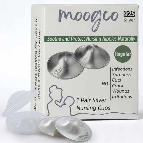 Image of Moogco The Original Silver Nursing Cups - Nipple Shields for Nursing Newborn - Breastfeeding Essentials - Newborn Essentials Must Haves - Nipple Covers Breastfeeding - 925 Silver
