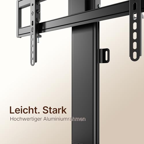 Aluminium TV-Ständer, Ultra-Slim TV-Fußständer für 37-86 Zoll Fernseher, Bohrfreie Moderne Basis mit Ablage, Höhenverstellbar mit Kabelmanagement, Passt für VESA 600 x 400mm, Schwarz – Bild 6